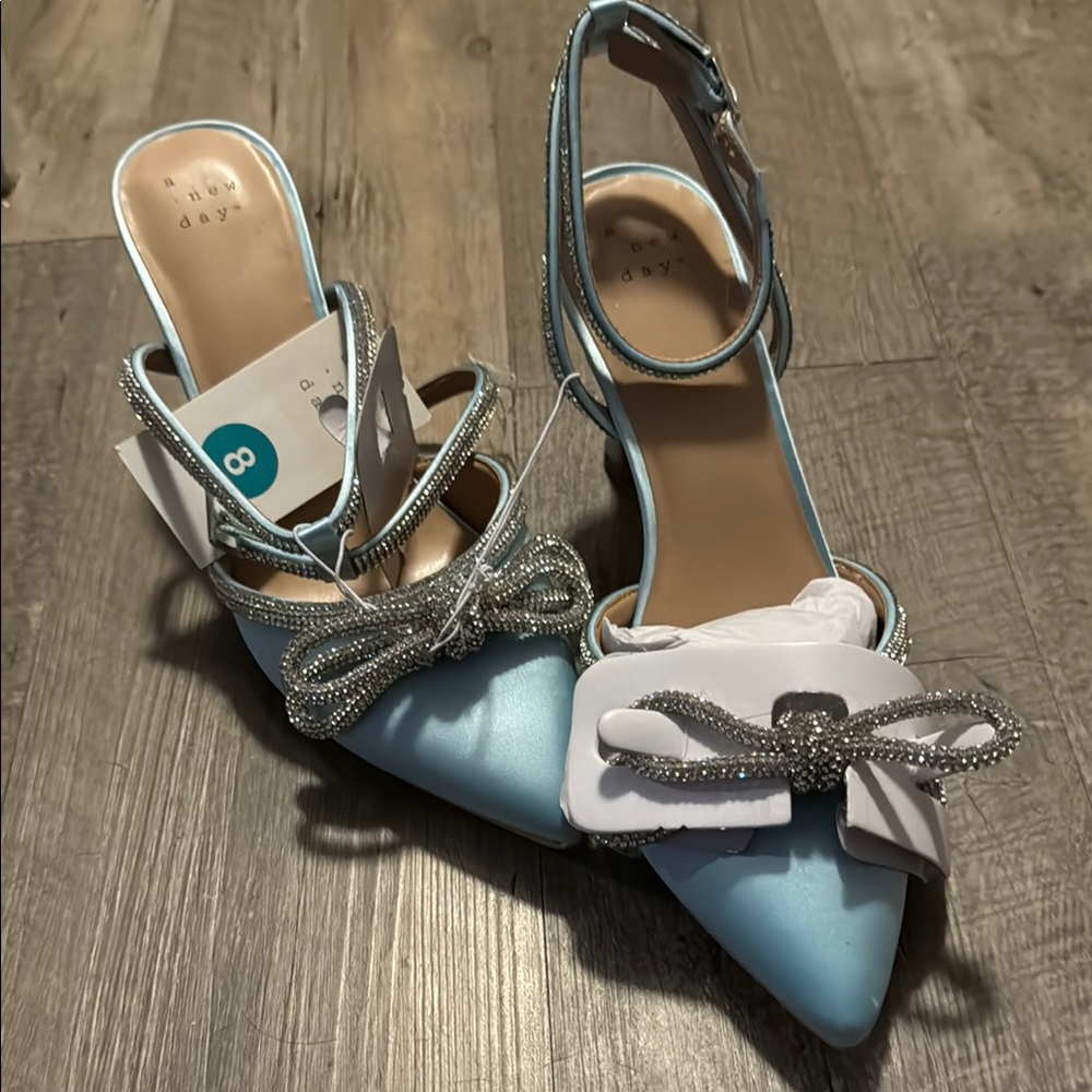 Blue Women's Shoes with Bow Detail